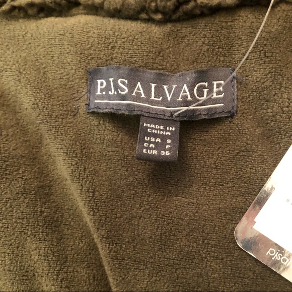 PJ Salvage NEW Cozy Olive Green Zip Sherpa Vest with Pockets Size Small - Picture 10 of 13